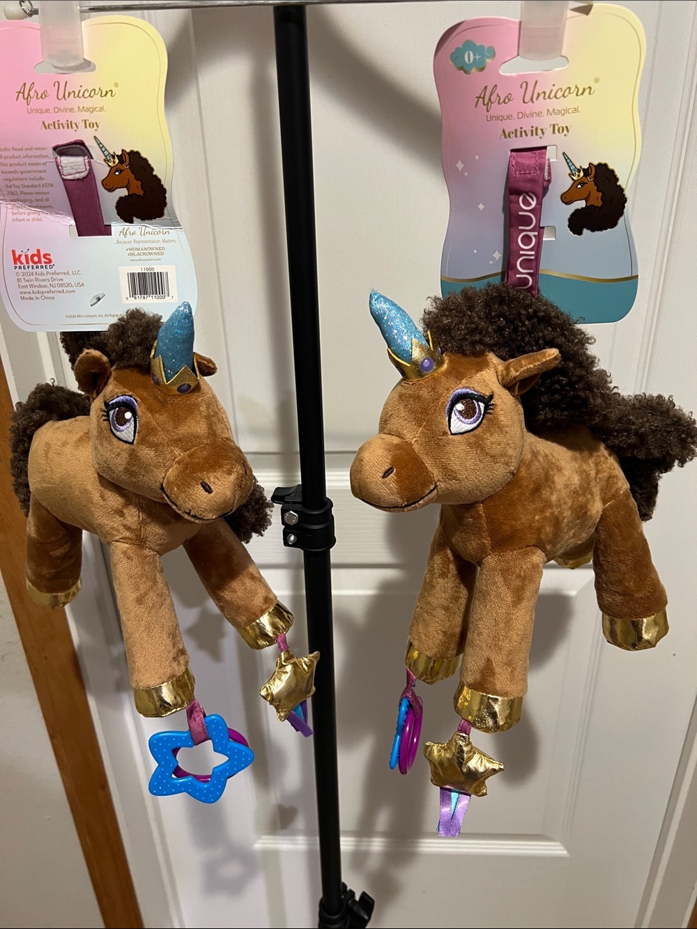 Brown Plush Activity Toy with Blue Horn